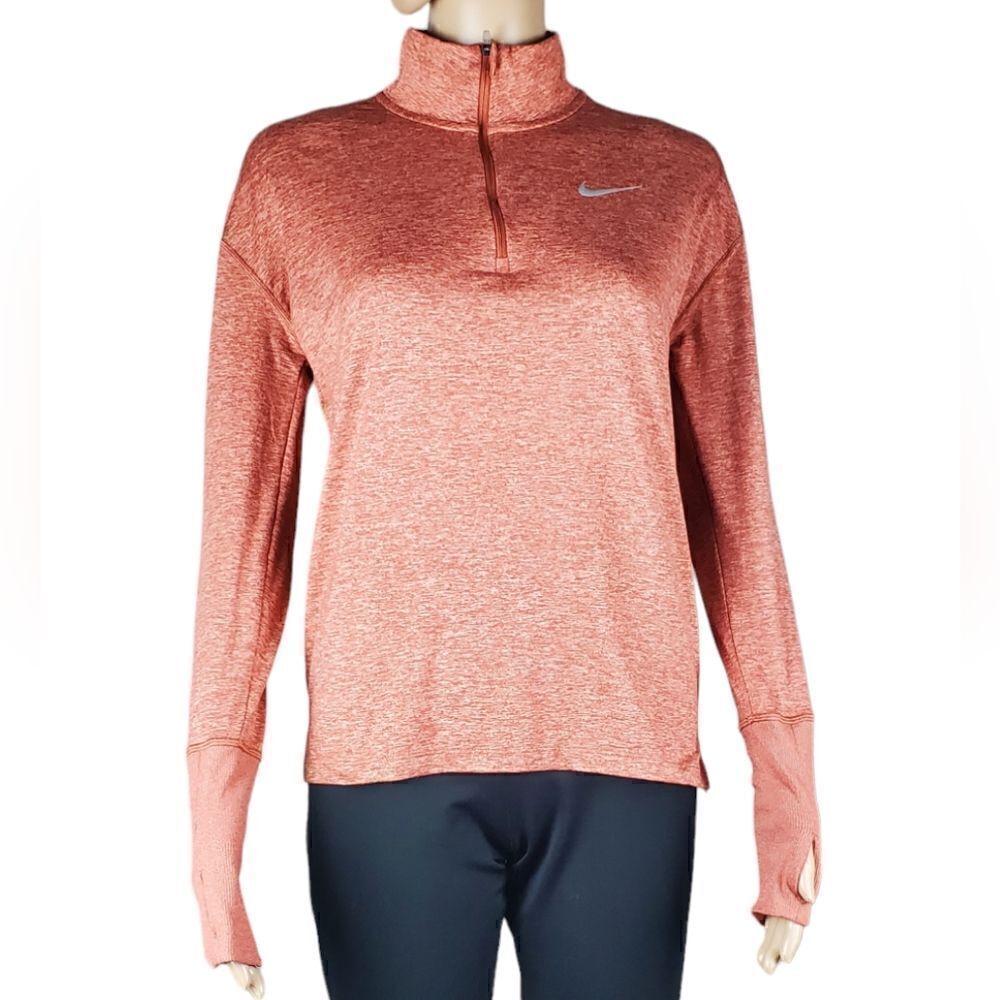 Nike Burnt Orange Heathered 3/4 Zip Pull Over Shirt